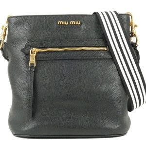 MIU MIU Leather Shoulder Bag Hand Bag NERO Black